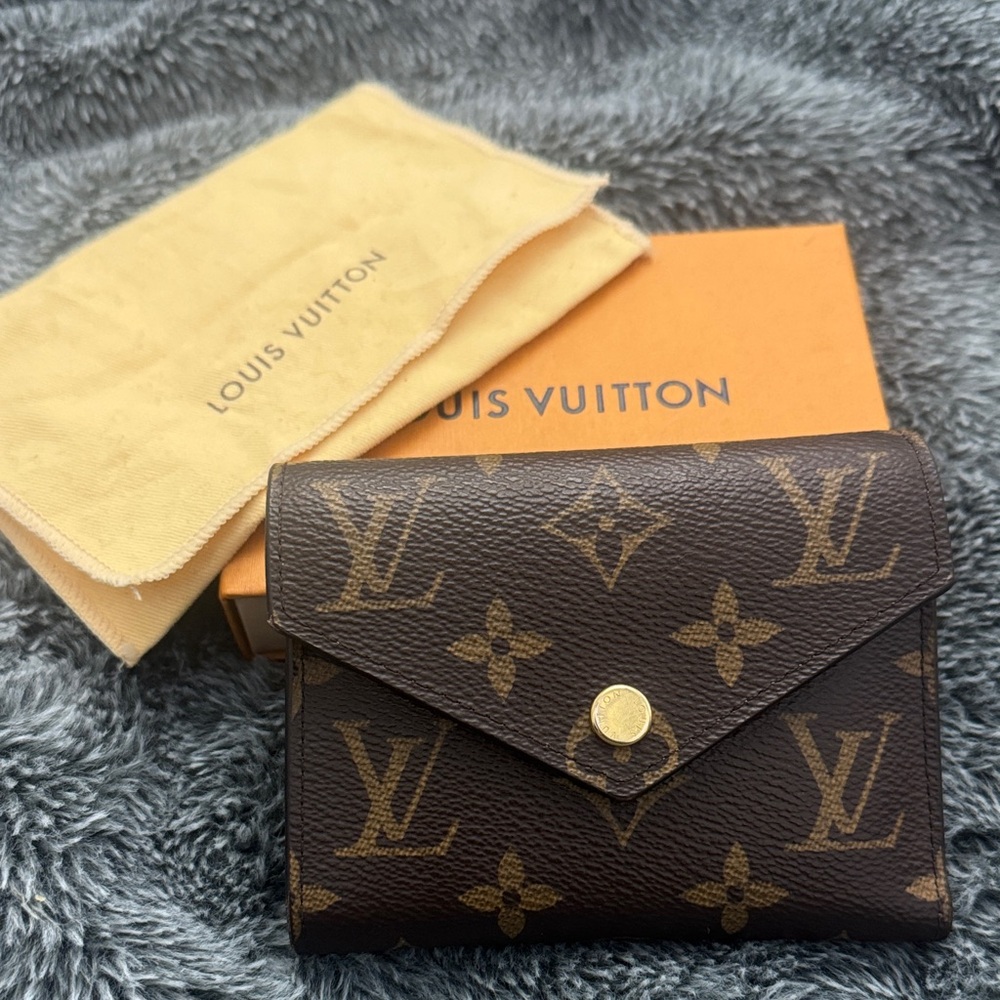 Louis Vuitton Brown Monogram Wallet with Gold Button
